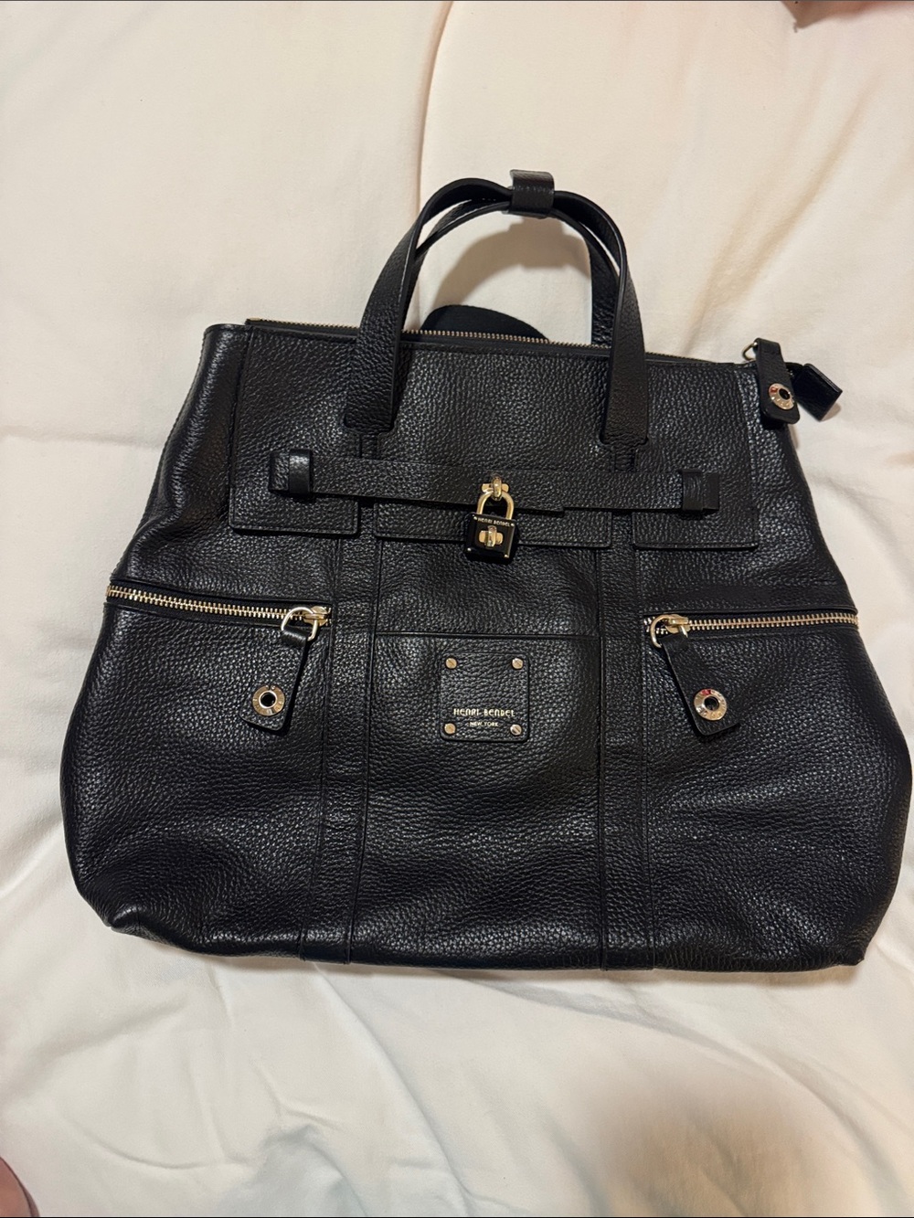 Henri Bendel Jetsetter convertible backpack in black pebble leather